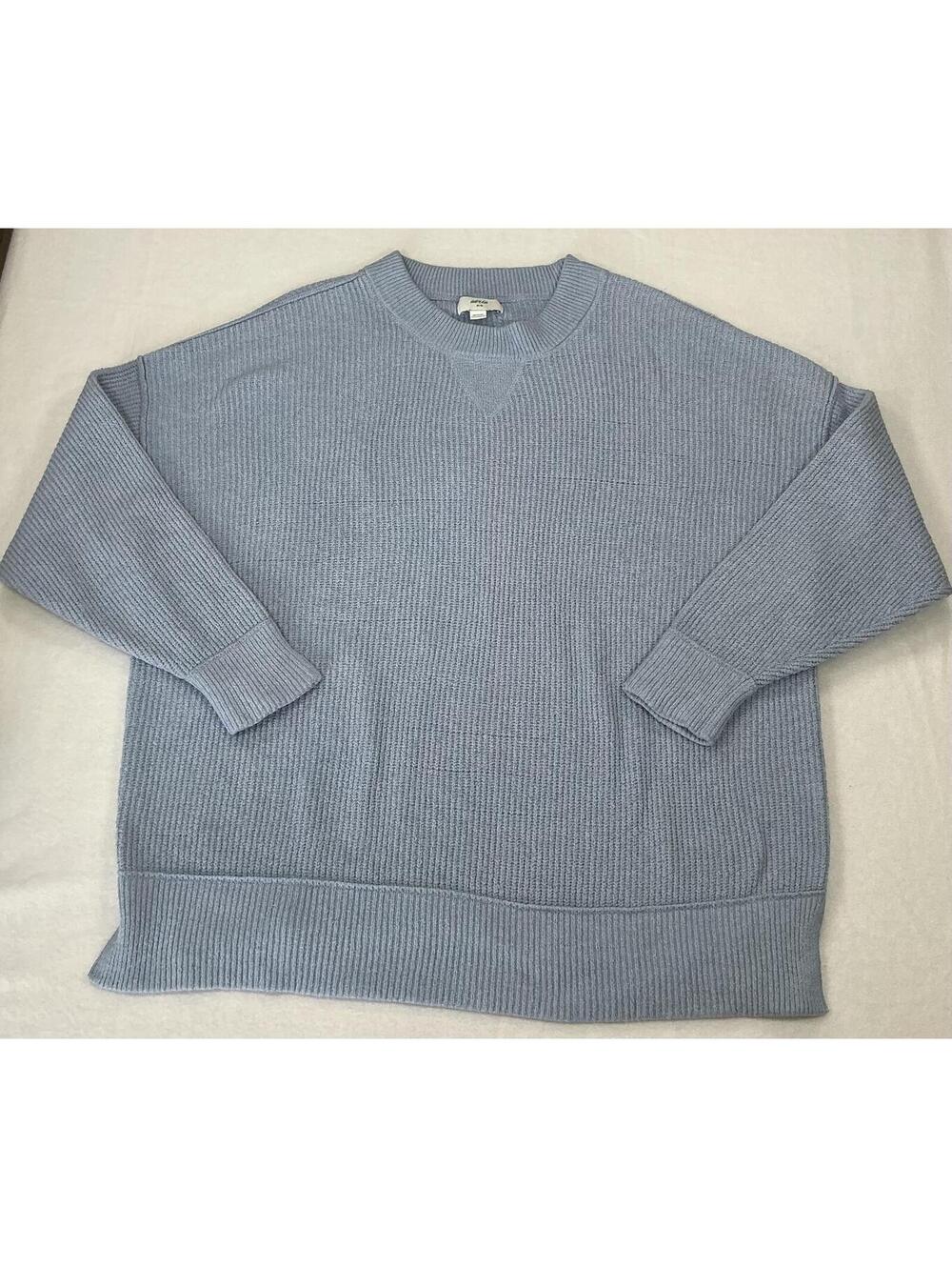 Aerie Ribbed Pullover Sweatshirt in Dusty Blue, Women's M - Picture 2 of 6